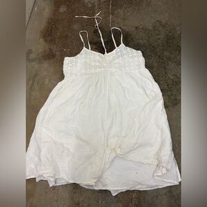 Michel Studio White linen blend crochet lined  Textured dress